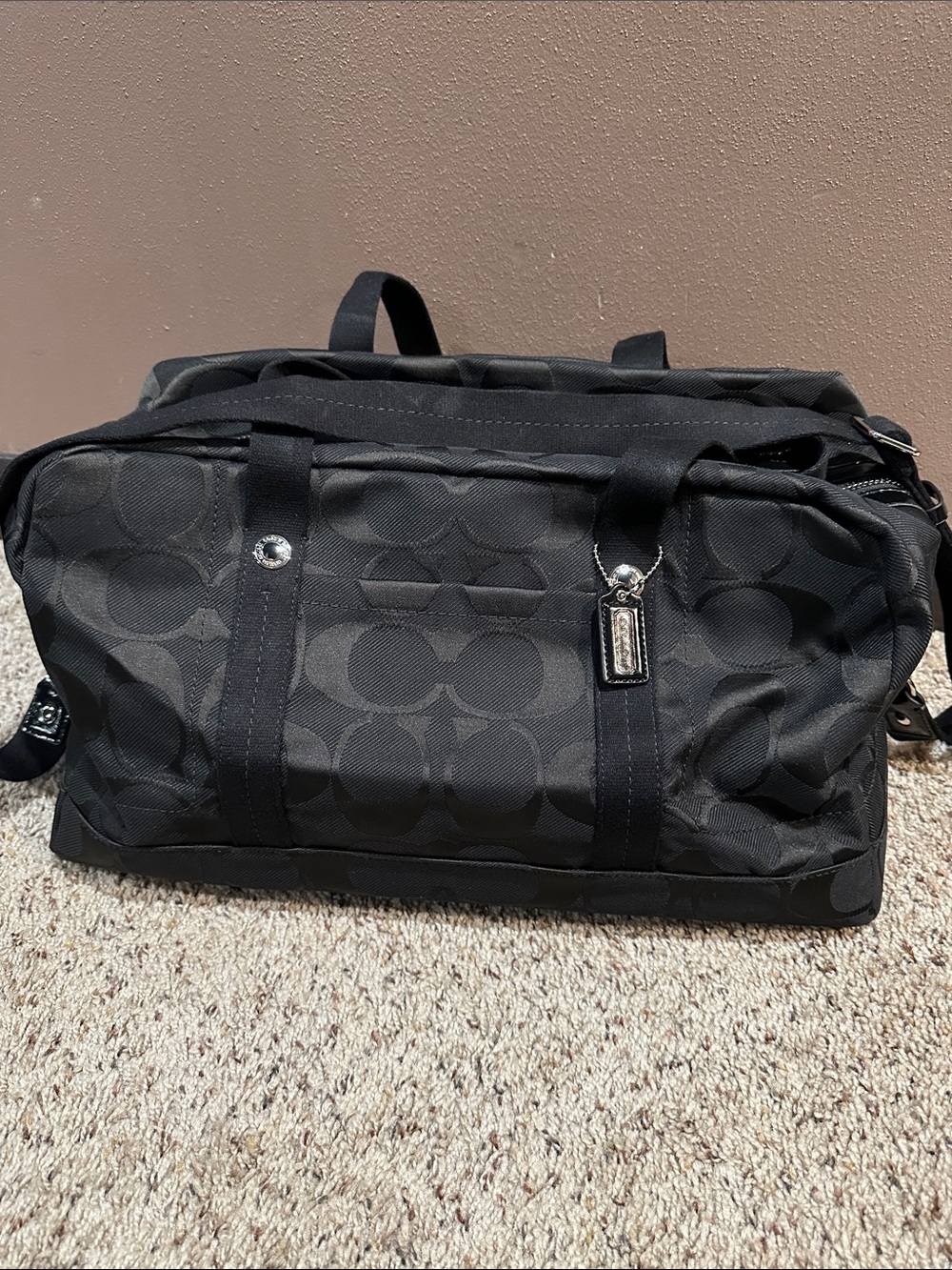 Coach Black Signature Pattern Duffel Bag